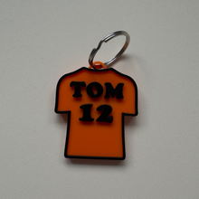Load image into Gallery viewer, Custom Football Shirt Keychain – Personalise Your Name, Number & Colours! Perfect for Kids & Football Fans