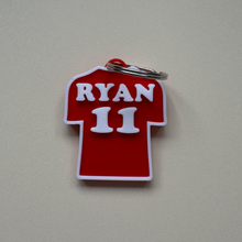 Load image into Gallery viewer, Custom Football Shirt Keychain – Personalise Your Name, Number & Colours! Perfect for Kids & Football Fans