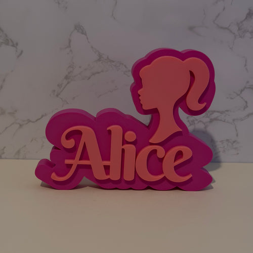 Custom Barbie-Themed Nameplate