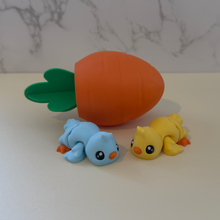 Load image into Gallery viewer, Easter Flexi Chicks – Set of 2 with Carrot Container
