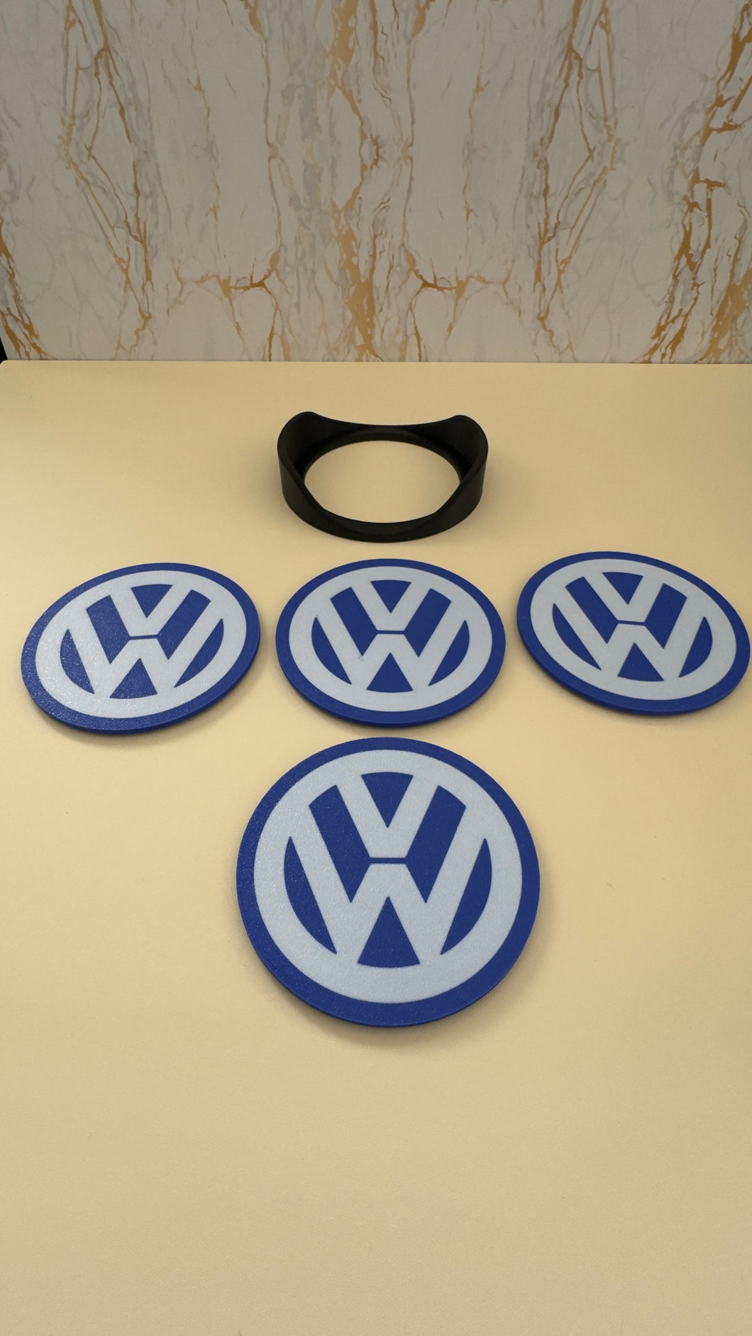 VW Logo Coasters Set of 4 with Holder