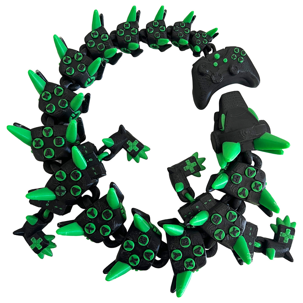 Xbox Dragon - Black and Green Gaming Dragon - Flexi Dragon Approx 40cm